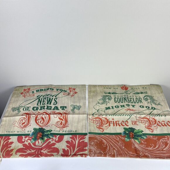 NEW Christmas Throw Pillow Covers 2 pc Christian Inspired 17”Jute Home Decor - Picture 2 of 5